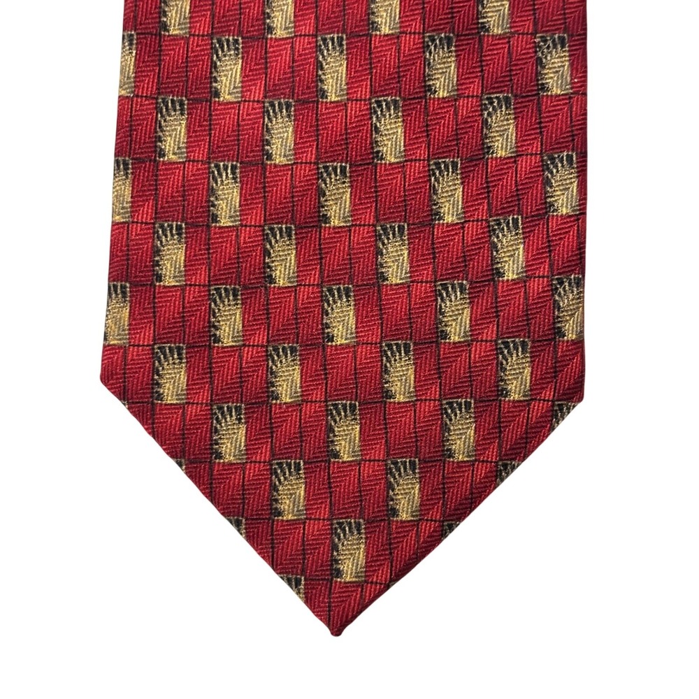 Zanzara Necktie Silk Red Gold Black Patterned Business Career Men's Tie‎